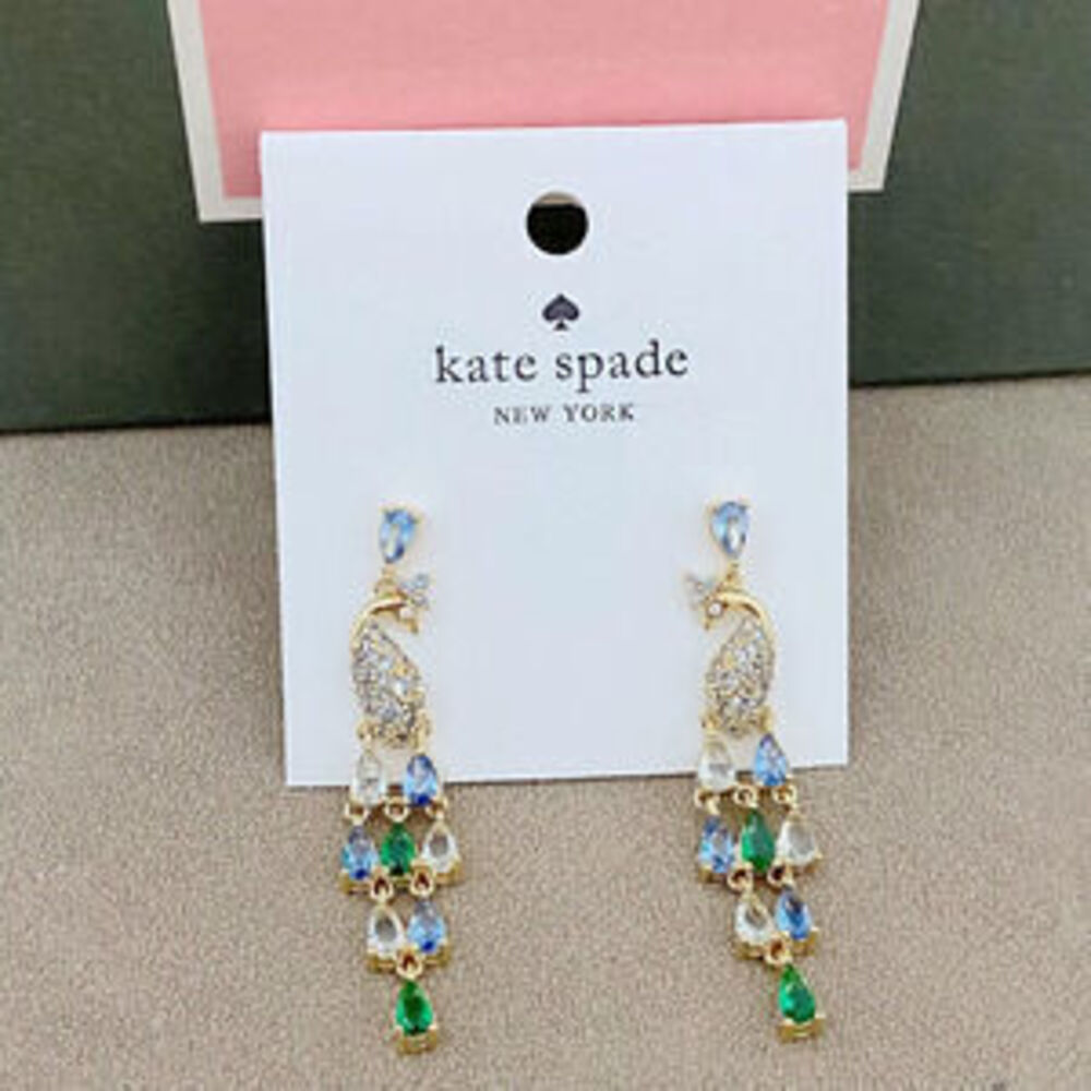 kate spade Full CZ Peacock Tassel Metal Earrings
